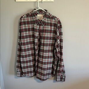 Men's Plaid Button-Down Shirt - Red, Black, White